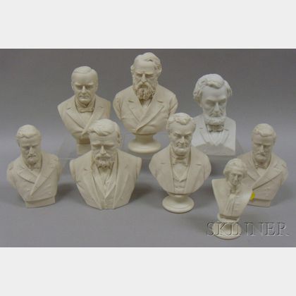 Eight Small Parian Historical and Character Busts