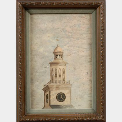 American School, 19th Century Portrait of the Steeple at the First Unitarian Church, Nantucket.