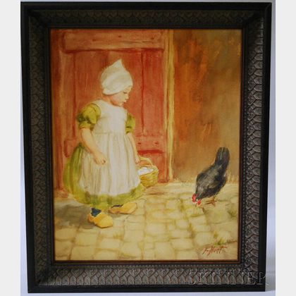Esther A. Hunt (American, 1875-1921) Lot of Two Watercolors of Dutch Girls