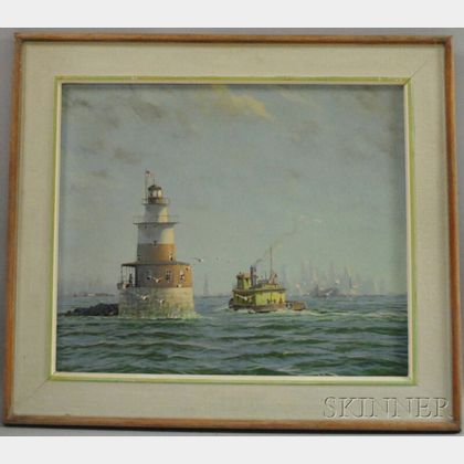 Attributed to William Hurd Lawrence (American, 1866-1938) Robbins Reef Lighthouse, Upper Bay, New York