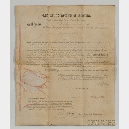 Jefferson, Thomas (1743-1826) Letters Patent, Signed, 2 August 1808.