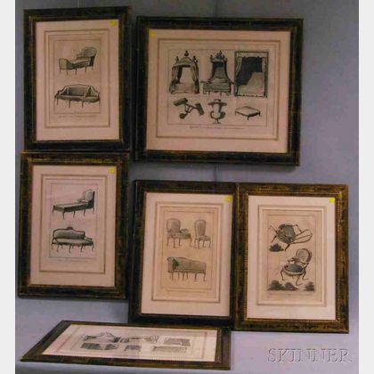 Six Framed French Furniture Prints from Recueil de Planches sur Les Sciences, Les Arts Liberaux, et Les Arts Mechaniques