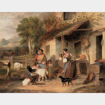 Attributed to William Shayer the Elder (British, 1787-1879) Milking the Goats