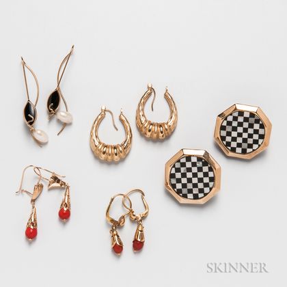 Five Pairs of Gold Earrings