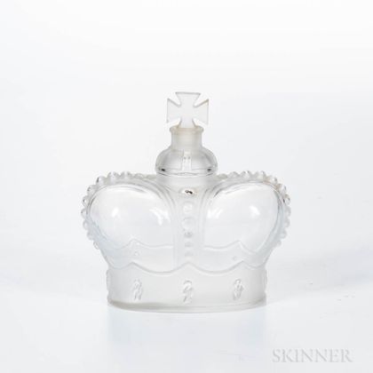 Prince Matchabelli Clear Glass and Frosted Glass Crown Perfume