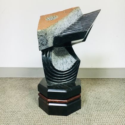 Abstract Geometric Carved Stone Sculpture
