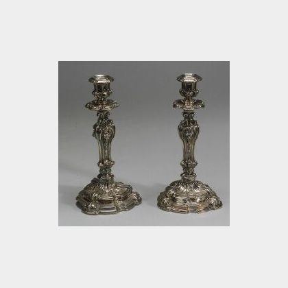 Pair of French .950 Silver Renaissance Revival Candlesticks