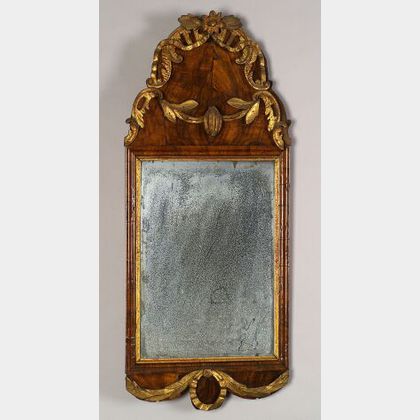 Rococo Walnut and Gilt Gesso Mirror