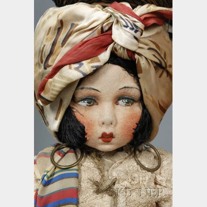 Felt Lenci-Type "Carmen Miranda" Boudoir Doll