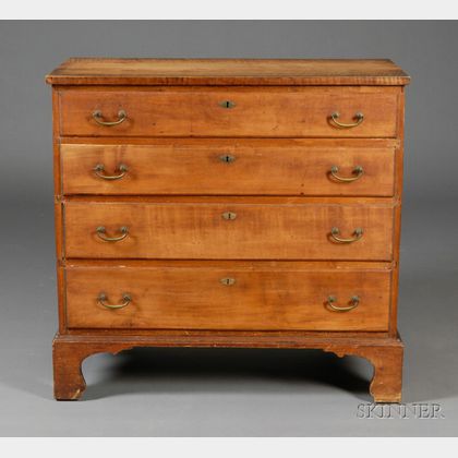 Chippendale Maple Chest of Four Thumbmolded Drawers