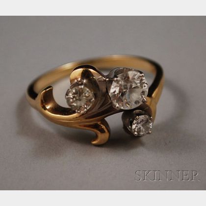 14kt Gold and Diamond Three-stone Ring