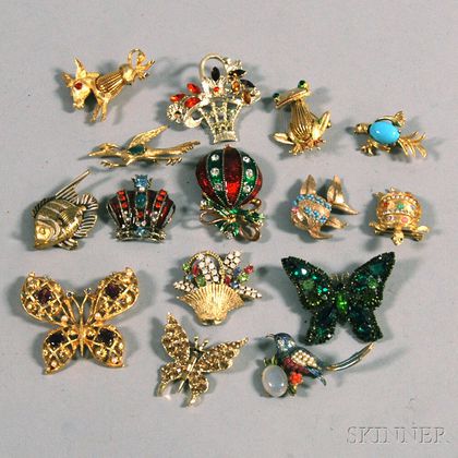 Small Group of Assorted Costume Brooches