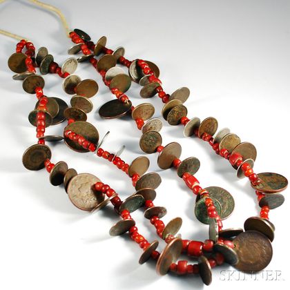 Southwest Coin and Trade Bead Necklace