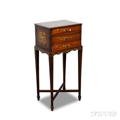 Anglo-Indian-style Inlaid Chest on Stand