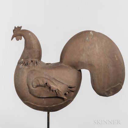 Gold-painted Tin Rooster Weathervane