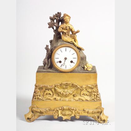 Louis Philippe Parcel Gilt Bronze Mantel Clock