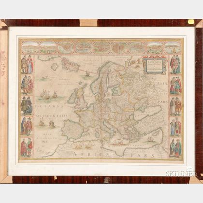 Hand-Colored Map of Europe by Willem Blaeu