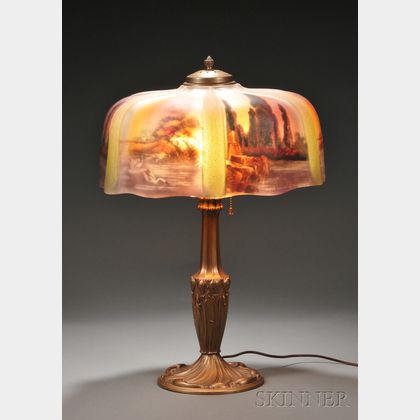 Scenic Reverse-painted Glass Table Lamp