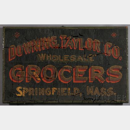 Painted "DOWNING, TAYLOR Co. WHOLESALE GROCERS SPRINGFIELD, MASS." Sign