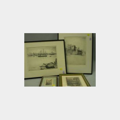 Lot of Four Framed Etchings