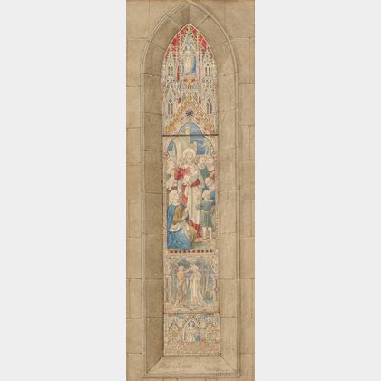 Wailes and Strang (British, 19th Century) Presentation Drawing for a Stained Glass Window