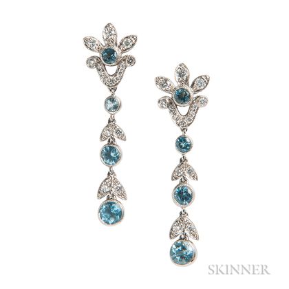 Platinum and Aquamarine Earrings, Tiffany & Co.