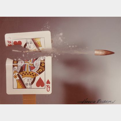 Harold Eugene Edgerton (American, 1903-1990) Bullet Through Queen of Hearts.