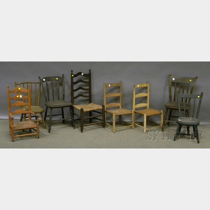 Eight Assorted Child's Wooden Chairs