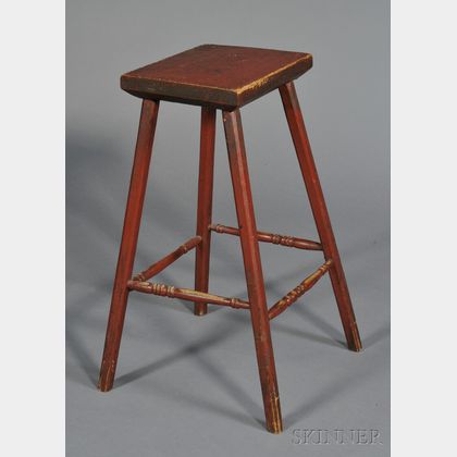 Red-painted Ash and Pine Stool
