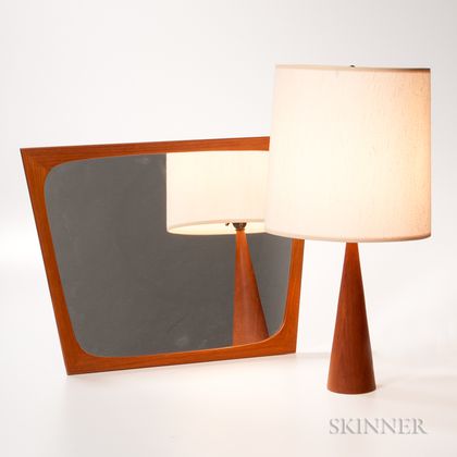 Small Teak Rander's Design Lamp and Aarhus Wall Mirror 