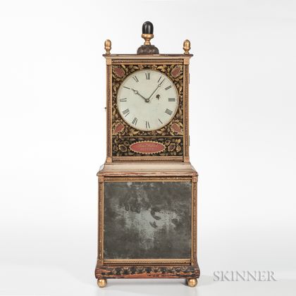 Aaron Willard Federal Painted and Stencil-decorated "Bride's" Shelf Clock