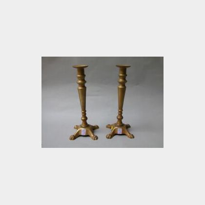 Pair of 19th Century European Brass Candlesticks. 