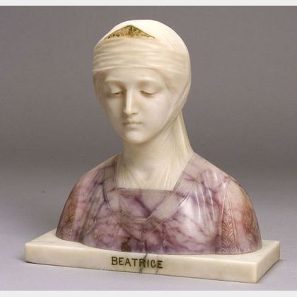 Sold at auction Alabaster and Marble Bust of Beatrice Auction