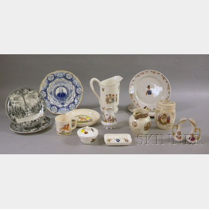 Fifteen Pieces of Commemorative and Children's Pottery