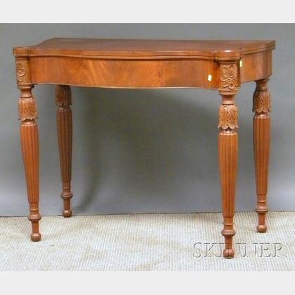 Empire Carved Mahogany Serpentine Card Table. 