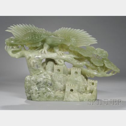 Asian Carved Hardstone Eagle Figural Group