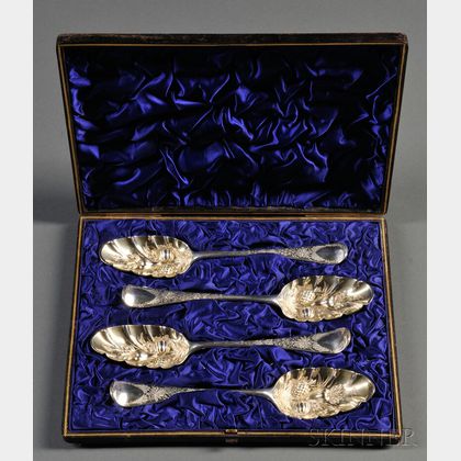 Set of Four English Sterling Silver Fruit Servers