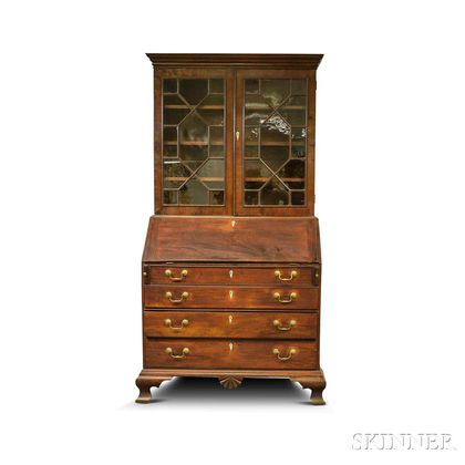 Chippendale Glazed Mahogany Desk/Bookcase