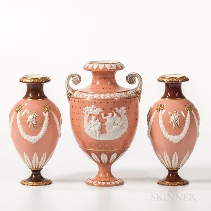 Three Wedgwood Victoria Ware Vases