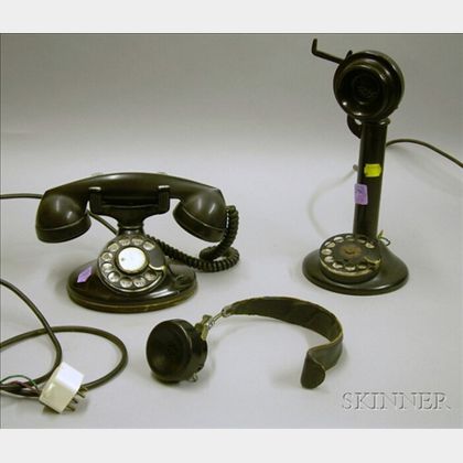 Vintage Candlestick Telephone, a Western Electric Telephone and Headset. 