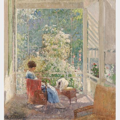 John Sharman (American, 1879-1971) At the End of the Porch , A Double-sided Work