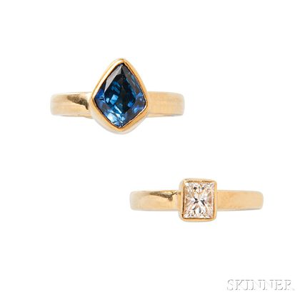 18kt Gold, Sapphire, and Diamond Stacking Rings