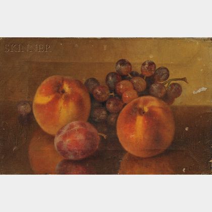 Bryant Chapin (American, 1859-1927) Still Life with Peaches, Plum, and Grapes