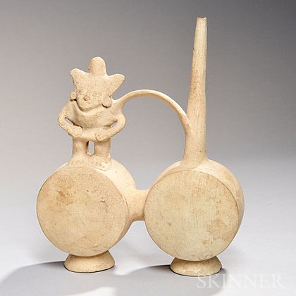 Chancay Strap and Spout Whistling Vessel