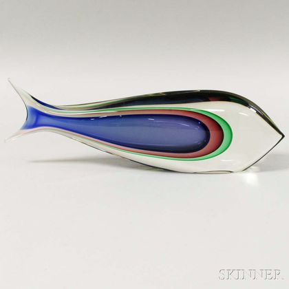 Murano Art Glass Trapped Three-color Fish