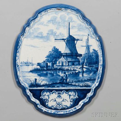Large Delft Ceramic Landscape Plaque