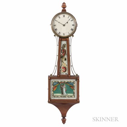 Inlaid Mahogany Boston Patent Timepiece or "Banjo" Clock