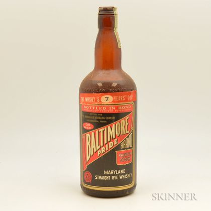 Baltimore Pride Straight Rye Whiskey 7 Years Old 1935, 1 quart bottle 