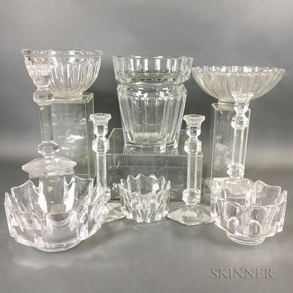Ten Pieces of Baccarat, Orrefors, and Val St. Lambert Colorless Glass