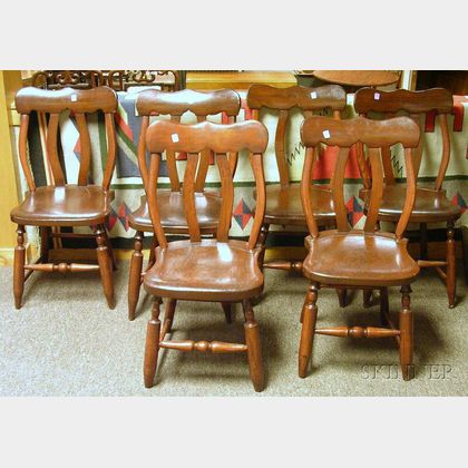 Set of Six Stained Maple and Ash Side Chairs